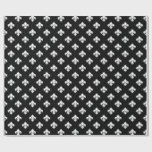 Papier Cadeau Fleur De Lis 1 noir et blanc (Plat)