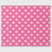 Papier Cadeau Fleur de lis blanc rose (Plat)