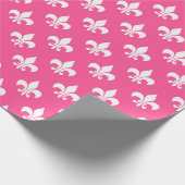 Papier Cadeau Fleur de lis blanc rose (Coin)