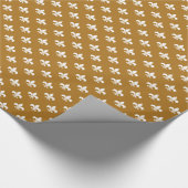 Papier Cadeau Fleur-de-lis blanche sur fond or mat (Coin)