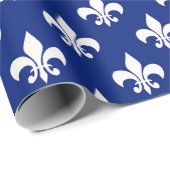 Papier Cadeau Fleur de lis bleu blanc (Coin rond)