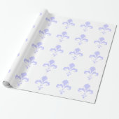 Papier Cadeau Fleur de lis bleu lavande (Déroulé)