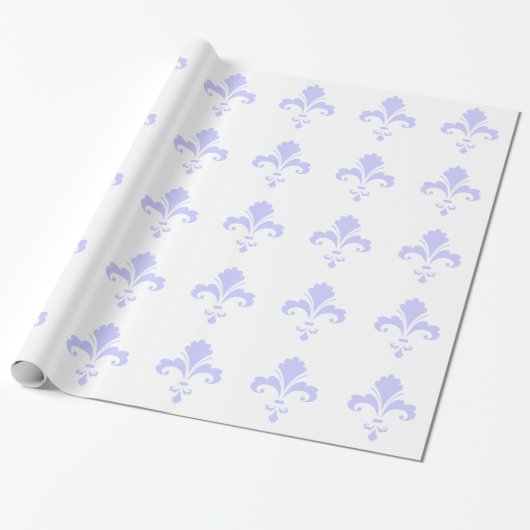 Papier Cadeau Fleur de lis bleu lavande (Déroulé)
