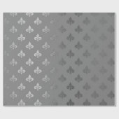 Papier Cadeau Fleur de lis monochromatique gris argenté (Plat)