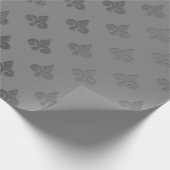 Papier Cadeau Fleur de lis monochromatique gris argenté (Coin)