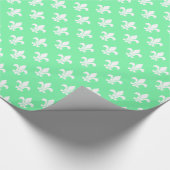 Papier Cadeau Fleur de Lis Motif blanc vert (Coin)