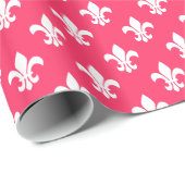 Papier Cadeau Fleur de Lis Motif rose pastèque (Coin rond)