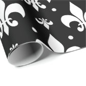 Papier Cadeau Fleur de lis noir design Motif (Coin rond)