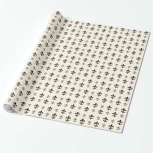 Papier Cadeau Fleur de Lis noir et blanc