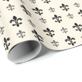 Papier Cadeau Fleur de Lis noir et blanc (Coin rond)