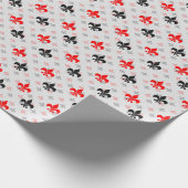 Papier Cadeau Fleur De Lis Noir Rouge (Coin)