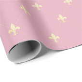 Papier Cadeau Fleur de Lis Or rose (Coin rond)