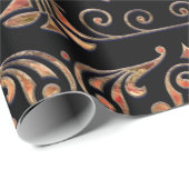 Papier Cadeau Fleur de lis ornement Marbre rouge (Coin rond)