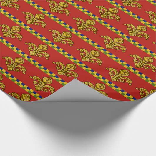 Papier Cadeau Fleur De Lis Rouge Français (Coin)