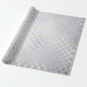 Papier Cadeau Fleur De Lis Royal Iris Gris Argent (Déroulé)
