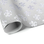 Papier Cadeau Fleur De Lis Royal Iris Gris Argent<br><div class="desc">Minimalisme et simplicité de la forme Glam et papier d'enveloppement chic</div>