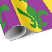 Papier Cadeau Fleur de Lis verte (Coin rond)