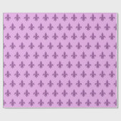 Papier Cadeau Fleur de Lis violet violet sur lavande (Plat)
