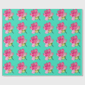Papier Cadeau Fleur de lotus d'art fin en aquarelle rose (Plat)