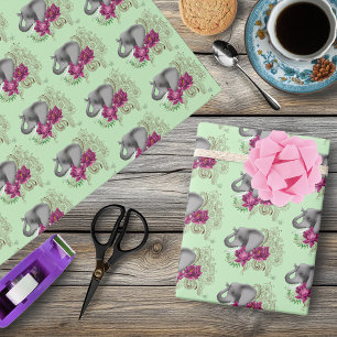 Papier Cadeau Fleur de lotus henné éléphant