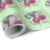 Papier Cadeau Fleur de lotus henné éléphant (Coin rond)