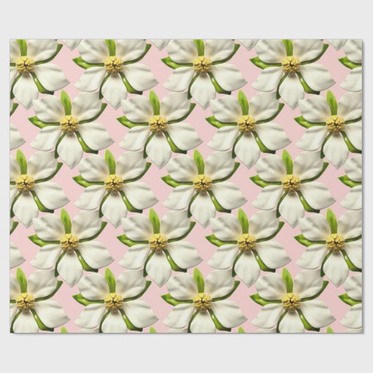 Papier Cadeau Fleur de Magnolia Tropical en Fleur Mariage de Pri (Plat)