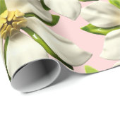 Papier Cadeau Fleur de Magnolia Tropical en Fleur Mariage de Pri (Coin rond)