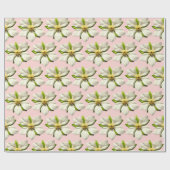 Papier Cadeau Fleur de Magnolia Tropical en Fleur Printemps Rose (Plat)