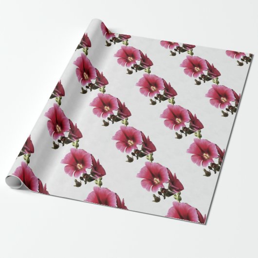 Papier Cadeau Fleur de Malva rose paradisiaque (Déroulé)