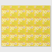 Papier Cadeau Fleur de marguerite de 30e anniversaire portant un (Plat)