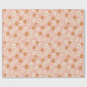 Papier Cadeau Fleur de marguerite migny Motif - Rose Dusty et Br (Plat)
