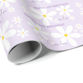 Papier Cadeau Fleur de marguerite (pourpre) (Coin rond)