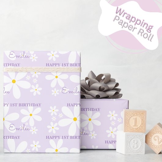 Papier Cadeau Fleur de marguerite (pourpre)