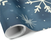 Papier Cadeau Fleur de neige bleue Noël motif (Coin rond)
