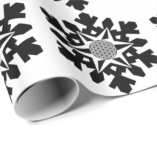 Papier Cadeau Fleur de neige - fleur de vie (Coin rond)