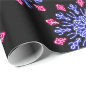 Papier Cadeau Fleur de néon bleu et rouge (Coin rond)