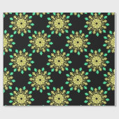 Papier Cadeau Fleur de néon jaune et vert (Plat)