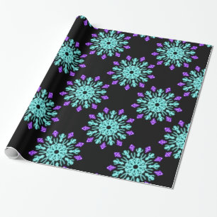 Papier Cadeau Fleur de néon pourpre et turquose