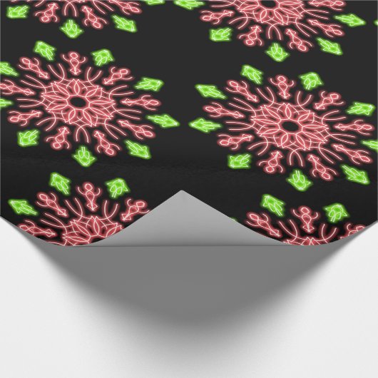 Papier Cadeau Fleur de néon rouge et vert (Coin)