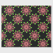 Papier Cadeau Fleur de néon rouge et vert (Plat)