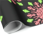 Papier Cadeau Fleur de néon rouge et vert (Coin rond)