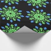 Papier Cadeau Fleur de néon vert et bleu (Coin)