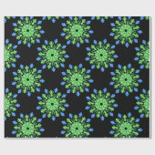 Papier Cadeau Fleur de néon vert et bleu (Plat)