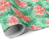 Papier Cadeau Fleur de Noël de Palm Beach (Coin rond)