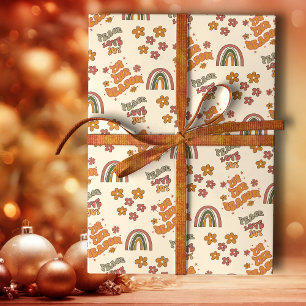 Papier Cadeau Fleur de Noël de rétro arc-en-ciel
