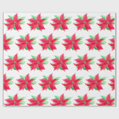 Papier Cadeau Fleur de Noël rouge de Poinsettia (Plat)