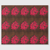 Papier Cadeau Fleur de Noël rouge marron (Plat)