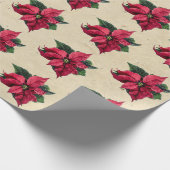 Papier Cadeau Fleur de Noël vintage Poinsettia (Coin)