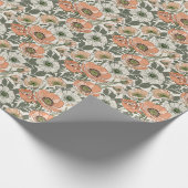 Papier Cadeau Fleur de pavot pêche crème (Coin)