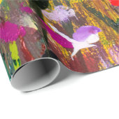 Papier Cadeau Fleur de pies rouges - Original fait main (Coin rond)